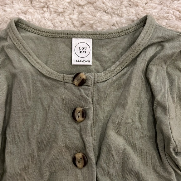 Lou Lou and Company 12-24 month top and bottom set olive green color. - Picture 2 of 5